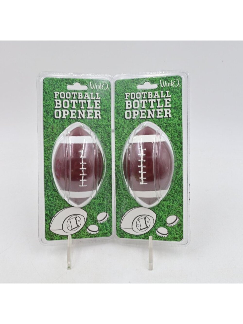 Wink Wild Eye Designs Football Bottle Opener Ceramic Set Lot of 2 New In Package